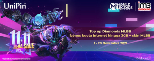 Spesial MLBB 11.11 Bersama Indosat – Bonus Skin dan Kuota Internet Hingga 3GB Hanya di UniPin!